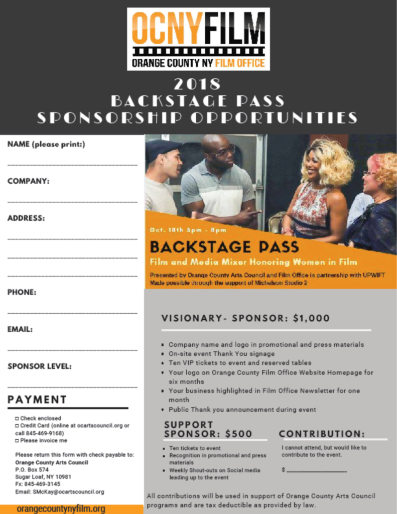 2018 Backstage Pass Sponsorship Opportunities. Become A Sponsor Today!